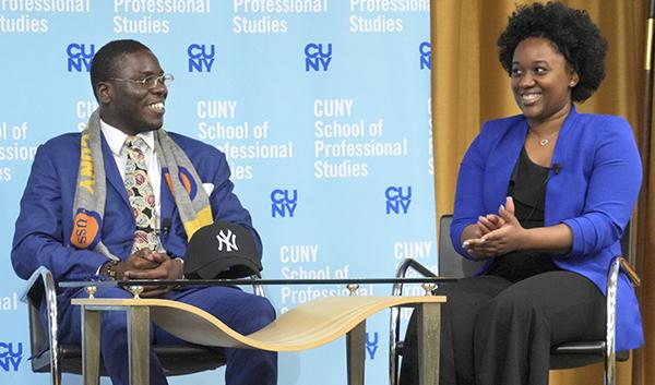 CUNY SPS student leaders Daniel Reden and Asantee Mitchell at the awards ceremony