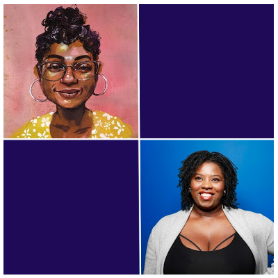 Images of two African America women with curly hair and smiles.