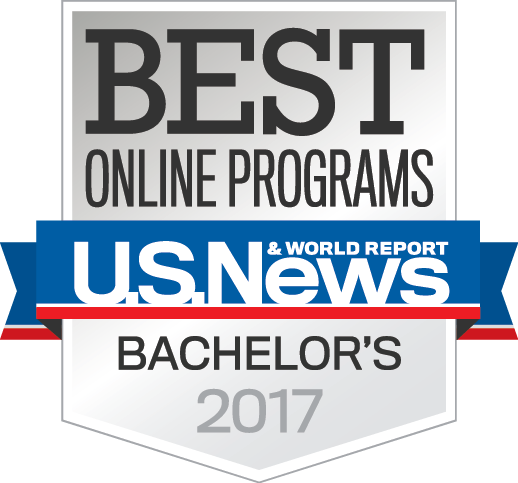 alt="US News & World Report Badge 2017 for Best Online Bachelor's Degrees".