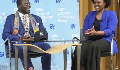 CUNY SPS student leaders Daniel Reden and Asantee Mitchell at the awards ceremony