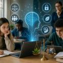 College students studying AI