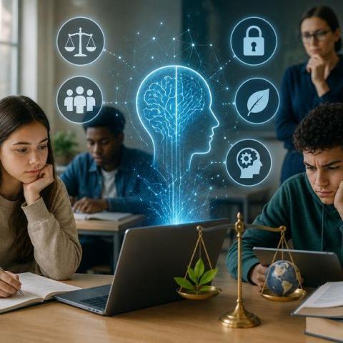 College students studying AI