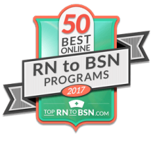 50 Best Online Rn to BSN Program Badge