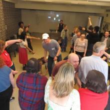 Photo of performers in the Theatre in Education project Agents of the Humanity Initiative at CUNY SPS in May 2024