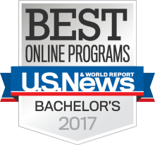 alt="US News & World Report Badge 2017 for Best Online Bachelor's Degrees".