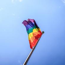 Rainbow Pride Flag on flagpole