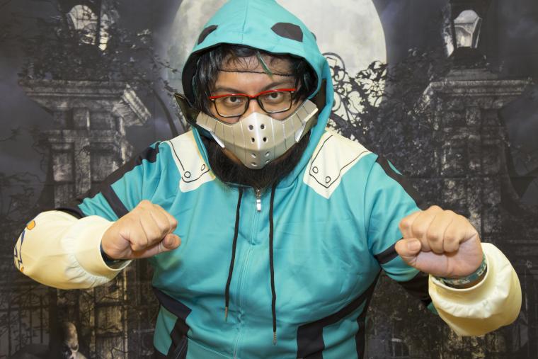 Student dressed up in a halloween costume