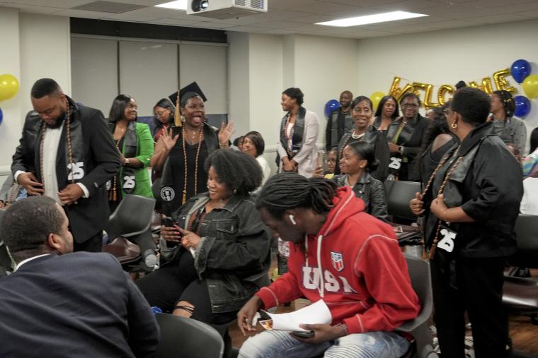 Students gathering at club event